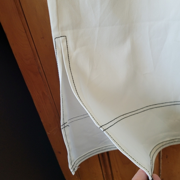 CRANK Korean Streetwear Wide Leg Cargo Jeans off-white size 27 - Picture 4 of 15